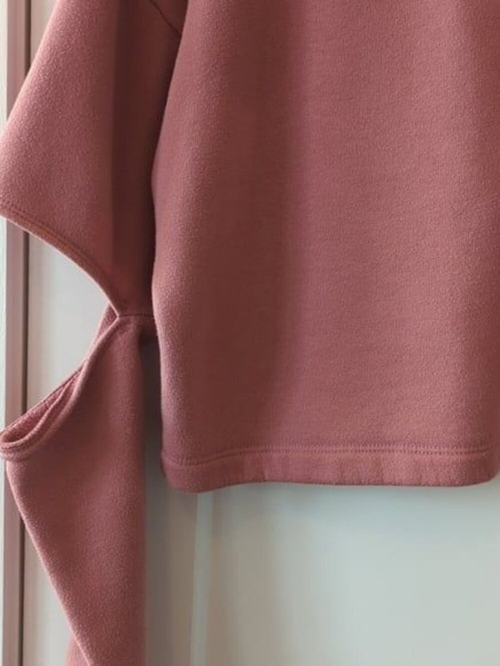 Rose Pink Cropped Hoodie with Cutout Sleeves & Embroidered "Be More" Detail